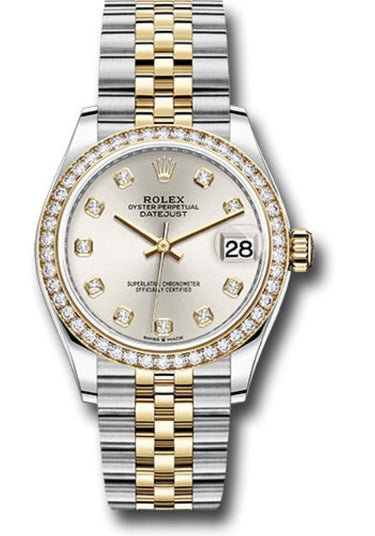 Rolex Datejust 31mm Stainless Steel and Yellow Gold Silver Diamond Dial Jubilee 278383RBR - WatchesOff5thWatch